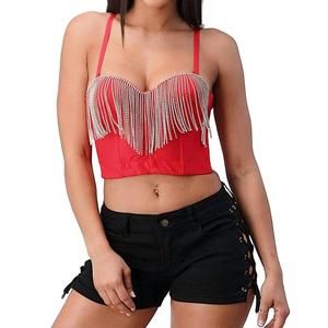 NEW LYDIA rhinestone fringe top in red